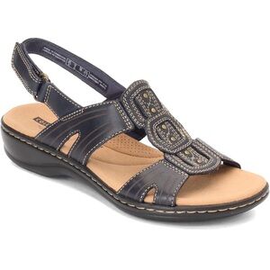 Clarks Leisa Vine Women's Size 6M US Black Leather Sandals Adjustable